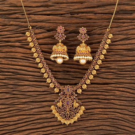 Antique South Indian Necklace With Matte Gold Plating
