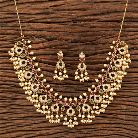 Antique South Indian Necklace With Matte Gold Plating