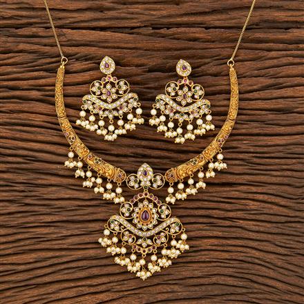 Antique South Indian Necklace With Matte Gold Plating