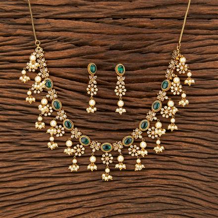 Antique Moti Necklace With Matte Gold Plating