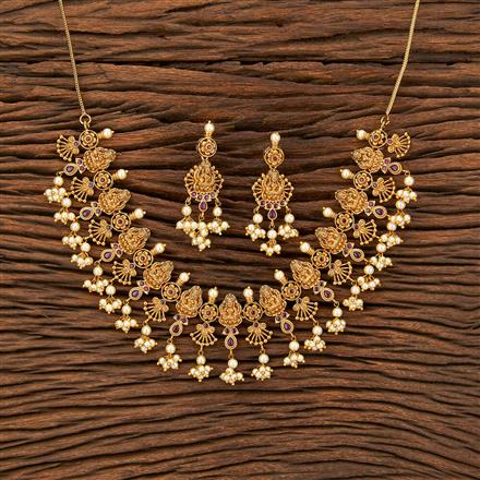 Antique South Indian Necklace With Matte Gold Plating