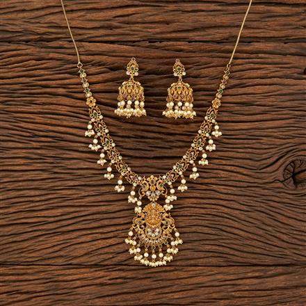 Antique Temple Necklace With Matte Gold Plating