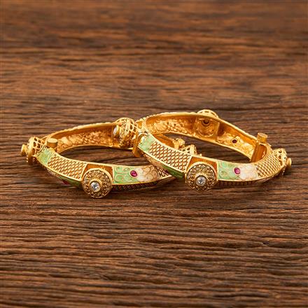 Antique Meenakari Bangles With Matte Gold Plating