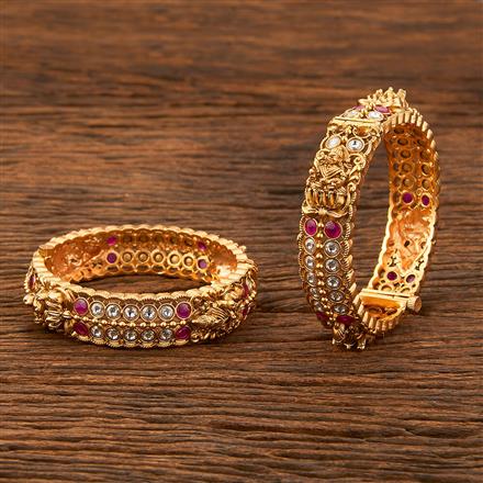 Antique Temple Bangles With Matte Gold Plating