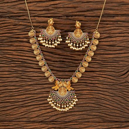 Antique Temple Necklace With Matte Gold Plating
