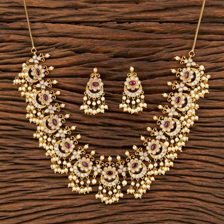 Antique South Indian Necklace With Matte Gold Plating
