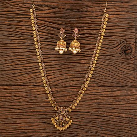 Antique Temple Necklace With Matte Gold Plating