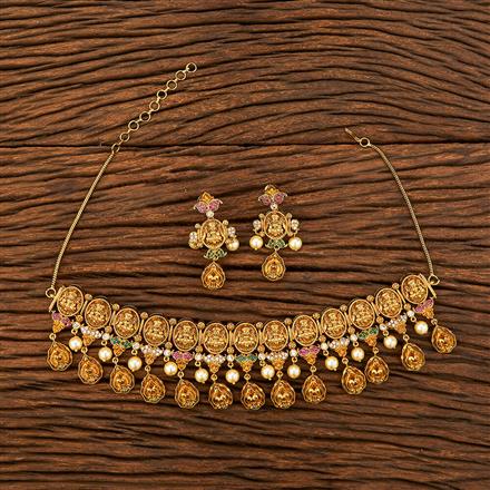 Antique Temple Necklace With Matte Gold Plating