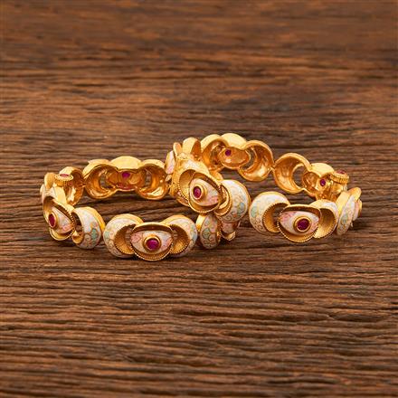Antique Meenakari Bangles With Matte Gold Plating