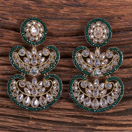 Antique Reverse Ad Stone Earring With Mehndi Plating