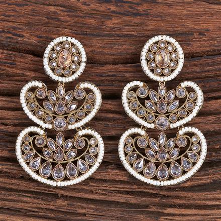 Antique Reverse Ad Stone Earring With Mehndi Plating