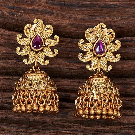 Antique Jhumki With Matte Gold Plating