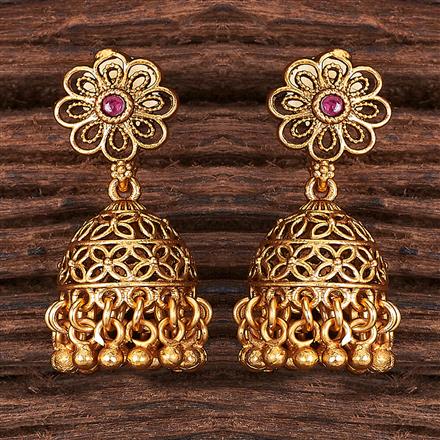 Antique Jhumki With Matte Gold Plating