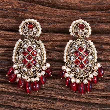 Antique Pearl Earring With Mehndi Plating