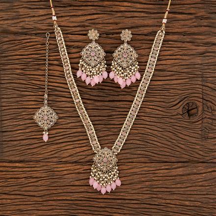 Antique Reverse Ad Stone Necklace With Mehndi Plating