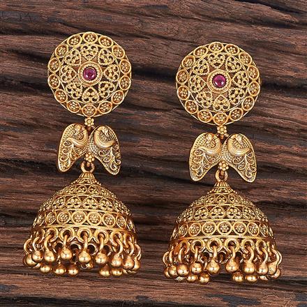 Antique Jhumki With Matte Gold Plating