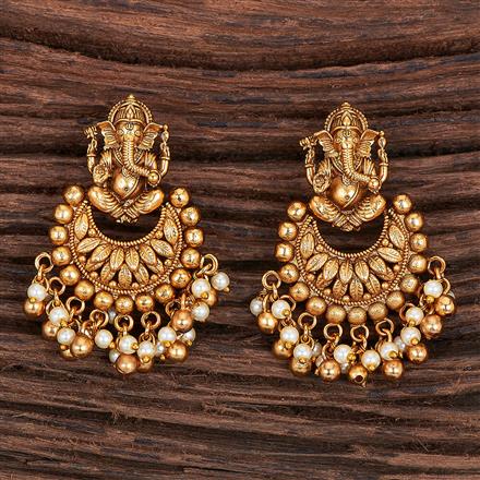 Antique Temple Earring With Matte Gold Plating