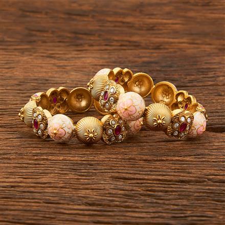Antique Meenakari Bangles With Matte Gold Plating
