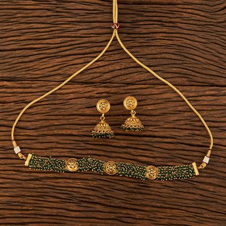 Antique Choker Necklace With Matte Gold Plating