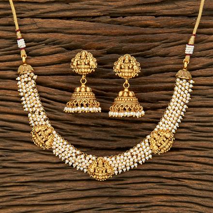 Antique South Indian Necklace With Matte Gold Plating