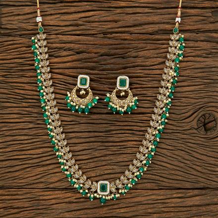 Antique Reverse Ad Stone Necklace With Mehndi Plating