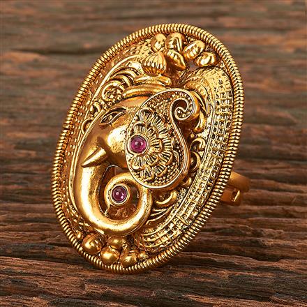 Antique Temple Ring With Matte Gold Plating