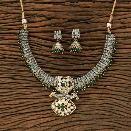 Antique Peacock Necklace With 2 Tone Plating