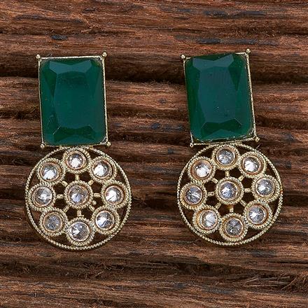 Antique Reverse Ad Stone Earring With Mehndi Plating