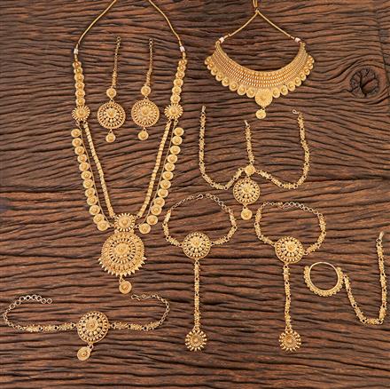 Antique Plain Gold Bridal Sets With Gold Plating