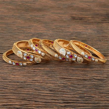 Antique Meenakari Bangles With Matte Gold Plating