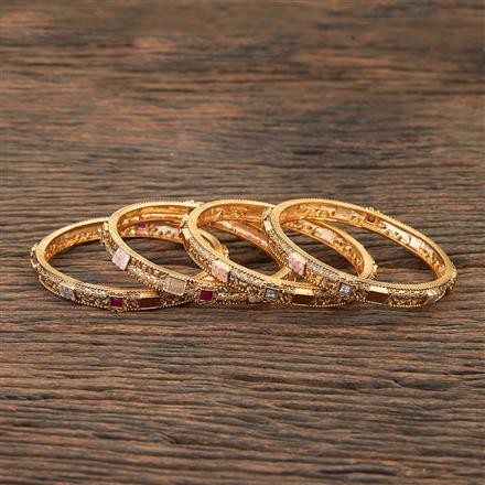 Antique Meenakari Bangles With Matte Gold Plating