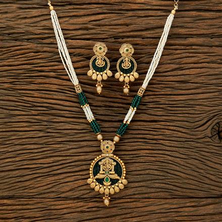 Antique South Indian Pendant Set With Matte Gold Plating