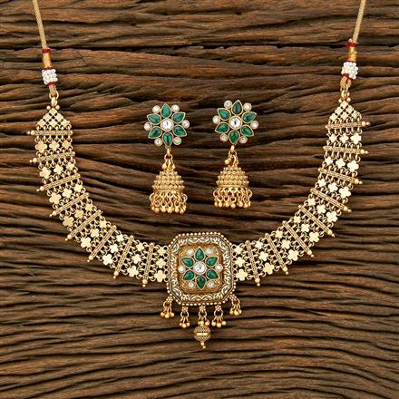 Antique Classic Necklace With Matte Gold Plating
