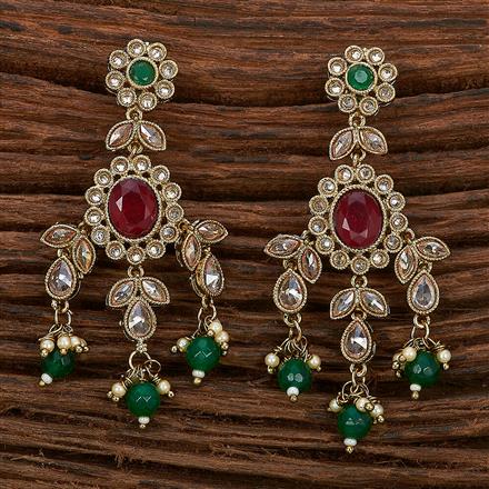 Antique Long Earring With Mehndi Plating