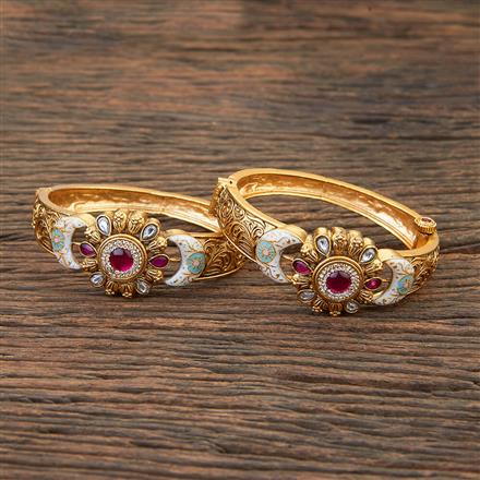 Antique Meenakari Bangles With Matte Gold Plating