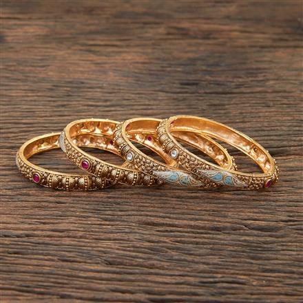 Antique Meenakari Bangles With Matte Gold Plating