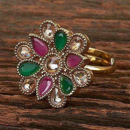 Antique Adjustable Ring With Mehndi Plating