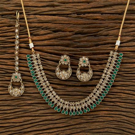 Antique Delicate Necklace With Mehndi Plating