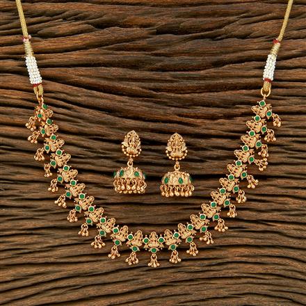 Antique Temple Necklace With Matte Gold Plating