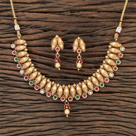 Antique Classic Necklace With Matte Gold Plating