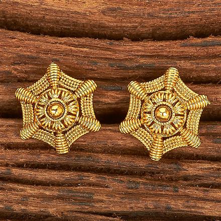 Antique Plain Gold Earring With Gold Plating