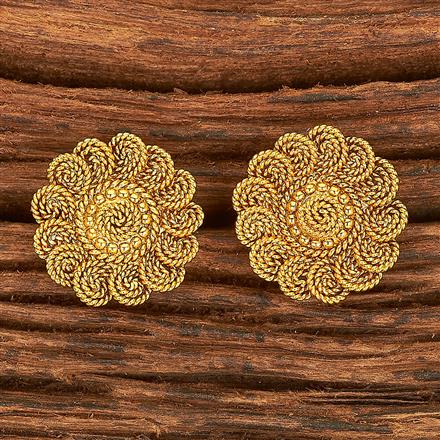 Antique Plain Gold Earring With Gold Plating