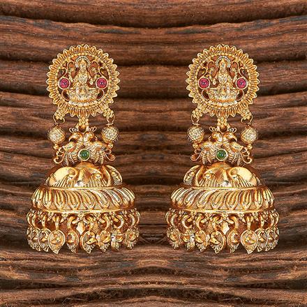 Antique Jhumki With Matte Gold Plating