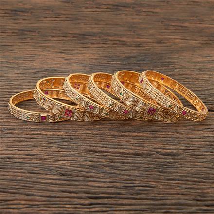 Antique Classic Bangles With Matte Gold Plating