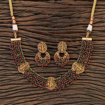 Antique Temple Necklace With Matte Gold Plating