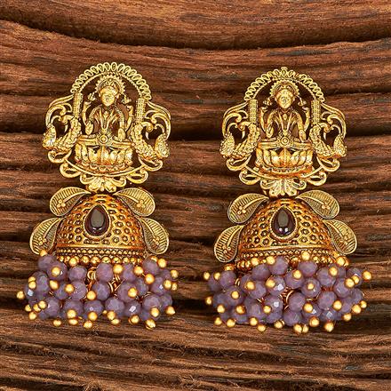 Antique Temple Earring With Matte Gold Plating