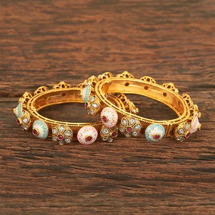 Antique Meenakari Bangles With Matte Gold Plating