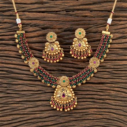 Antique Delicate Necklace With Matte Gold Plating