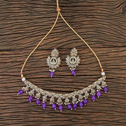 Antique Moti Necklace With Mehndi Plating
