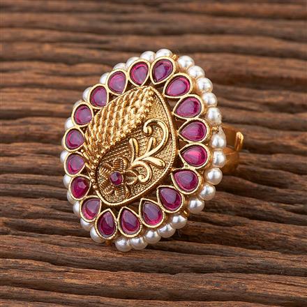 Antique Adjustable Ring With Matte Gold Plating